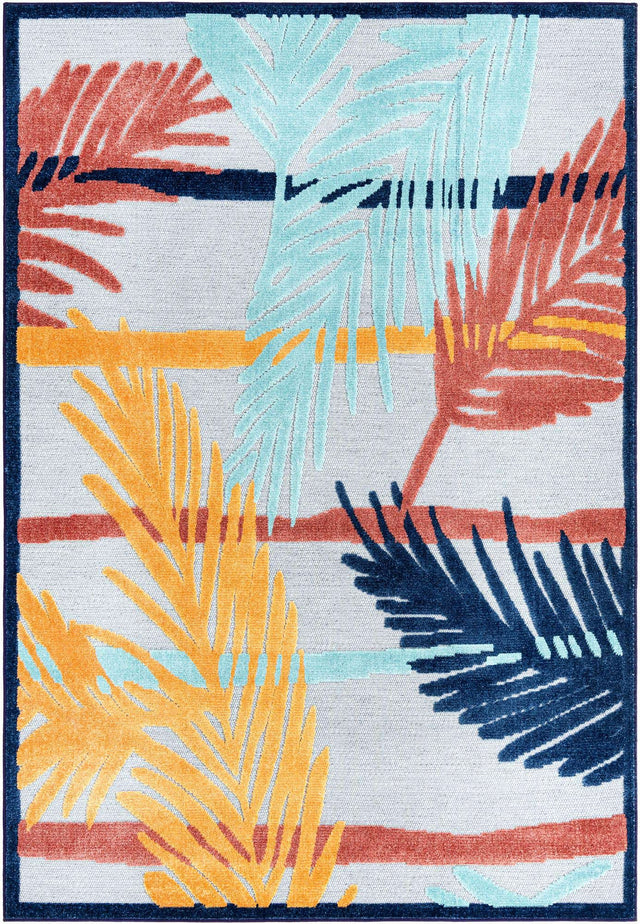 Gray 6' x 9' Belize Outdoor Rectangle Area Rug Weather Resistant for Patio, Deck, Terrace, Balcony, Porch 100% Polypropylene Colorful Fun Coastal Modern Carpet for Outside for Sale at Rug Engine