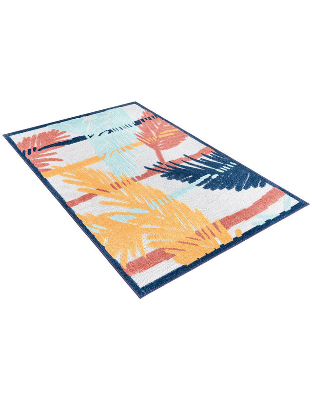Gray 4' x 6' Belize Outdoor Rectangle Area Rug Weather Resistant for Patio, Deck, Terrace, Balcony, Porch 100% Polypropylene Colorful Fun Coastal Modern Carpet for Outside for Sale at Rug Engine