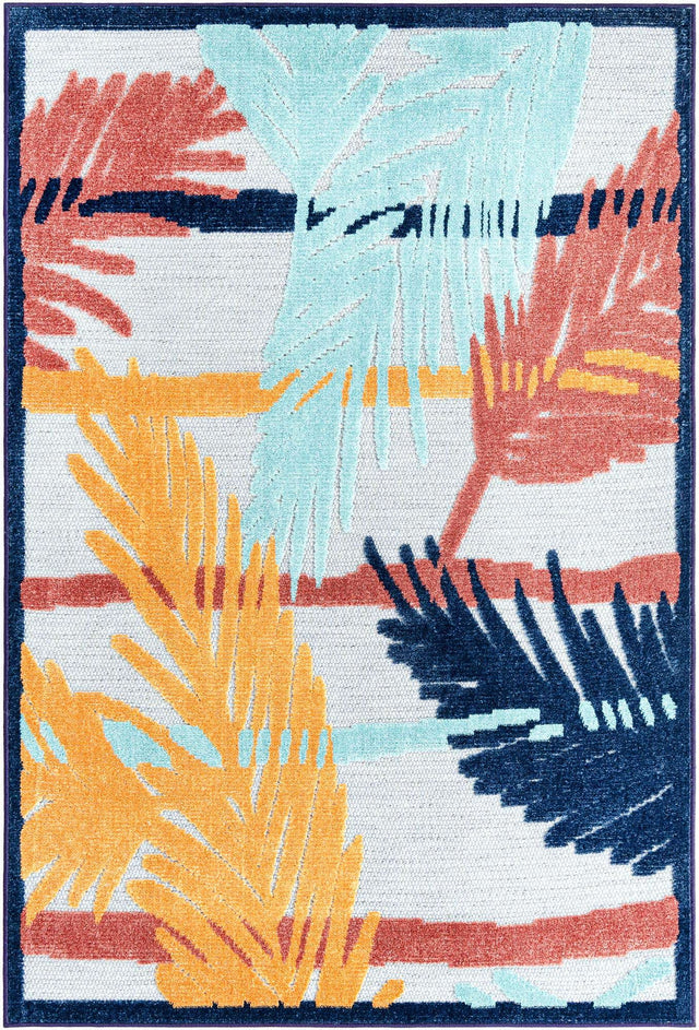 Gray 4' x 6' Belize Outdoor Rectangle Area Rug Weather Resistant for Patio, Deck, Terrace, Balcony, Porch 100% Polypropylene Colorful Fun Coastal Modern Carpet for Outside for Sale at Rug Engine