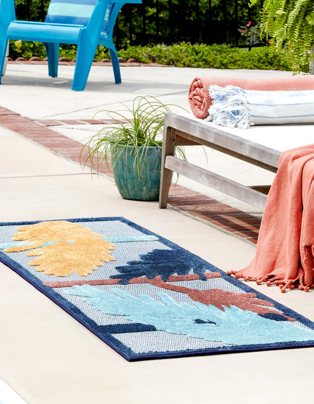 Gray 2' x 10' Belize Outdoor Runner Area Rug Weather Resistant for Patio, Deck, Terrace, Balcony, Porch 100% Polypropylene Colorful Fun Coastal Modern Carpet for Outside for Sale at Rug Engine