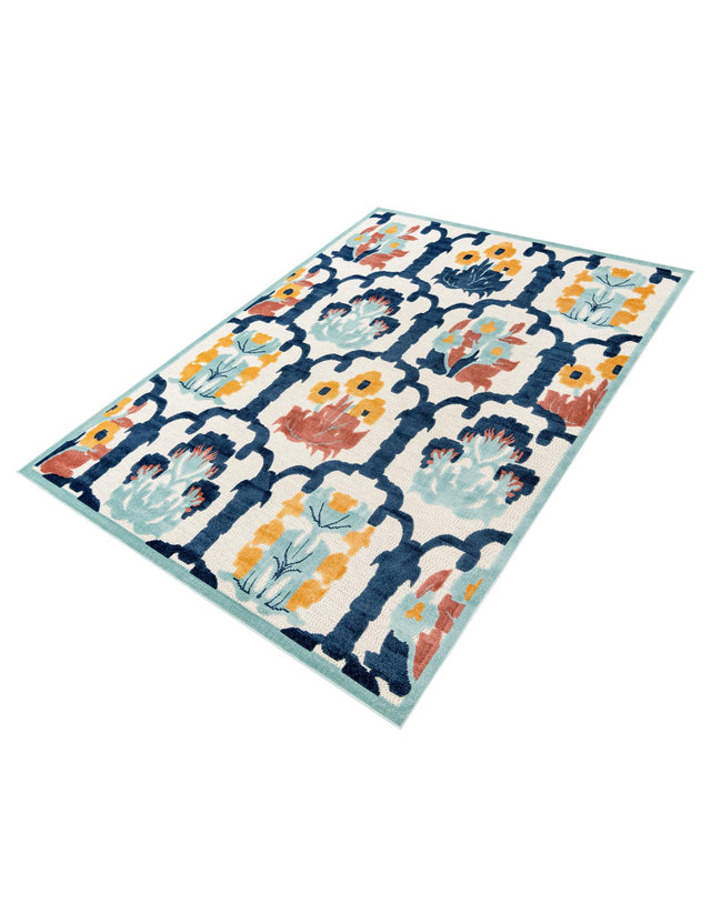 Ivory 9' x 12' Belize Outdoor Rectangle Area Rug Weather Resistant for Patio, Deck, Terrace, Balcony, Porch 100% Polypropylene Colorful Fun Coastal Modern Carpet for Outside for Sale at Rug Engine