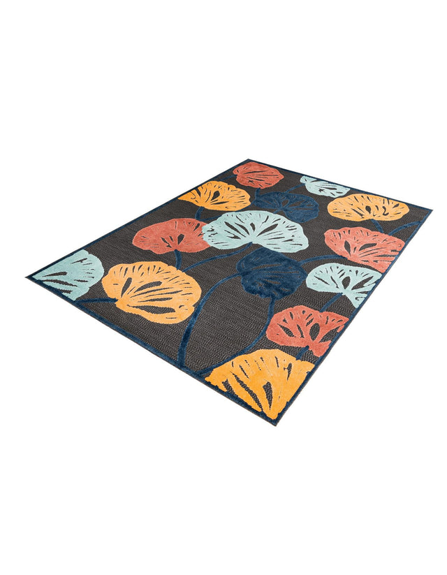 Charcoal 7' 10 x 10' Belize Outdoor Rectangle Area Rug Weather Resistant for Patio, Deck, Terrace, Balcony, Porch 100% Polypropylene Colorful Fun Coastal Modern Carpet for Outside for Sale at Rug Engine