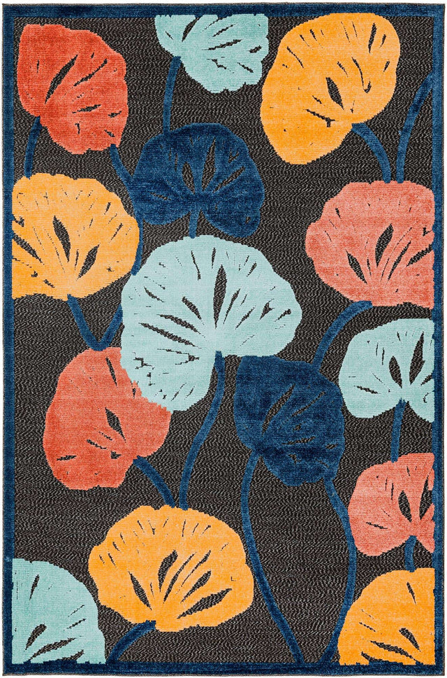 Charcoal 6' x 9' Belize Outdoor Rectangle Area Rug Weather Resistant for Patio, Deck, Terrace, Balcony, Porch 100% Polypropylene Colorful Fun Coastal Modern Carpet for Outside for Sale at Rug Engine