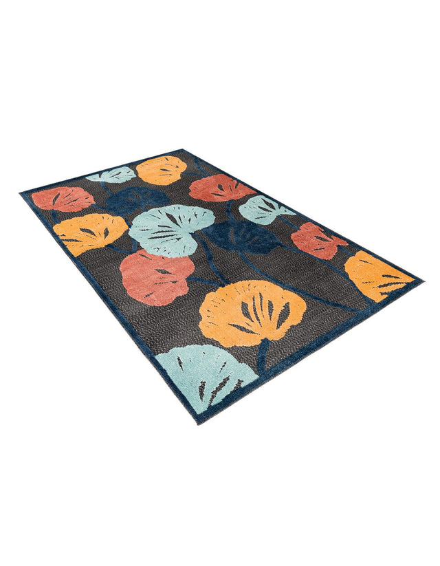 Charcoal 5' 3 x 8' Belize Outdoor Rectangle Area Rug Weather Resistant for Patio, Deck, Terrace, Balcony, Porch 100% Polypropylene Colorful Fun Coastal Modern Carpet for Outside for Sale at Rug Engine