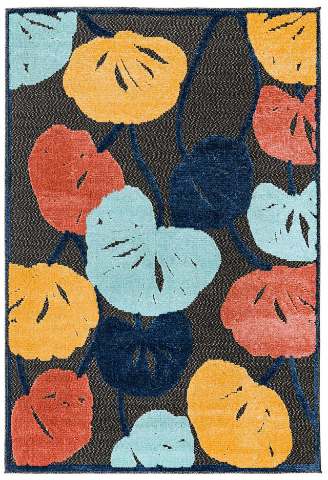 Charcoal 4' x 6' Belize Outdoor Rectangle Area Rug Weather Resistant for Patio, Deck, Terrace, Balcony, Porch 100% Polypropylene Colorful Fun Coastal Modern Carpet for Outside for Sale at Rug Engine