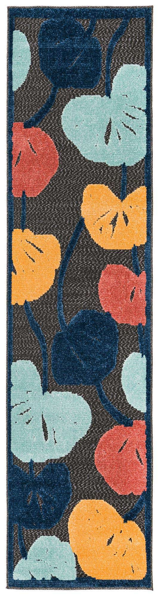 Charcoal 2' x 8' Belize Outdoor Runner Area Rug Weather Resistant for Patio, Deck, Terrace, Balcony, Porch 100% Polypropylene Colorful Fun Coastal Modern Carpet for Outside for Sale at Rug Engine