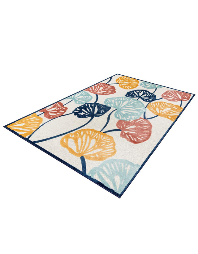 Ivory 9' x 12' Belize Outdoor Rectangle Area Rug Weather Resistant for Patio, Deck, Terrace, Balcony, Porch 100% Polypropylene Colorful Fun Coastal Modern Carpet for Outside for Sale at Rug Engine