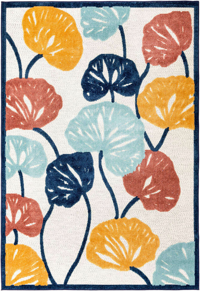 Ivory 6' x 9' Belize Outdoor Rectangle Area Rug Weather Resistant for Patio, Deck, Terrace, Balcony, Porch 100% Polypropylene Colorful Fun Coastal Modern Carpet for Outside for Sale at Rug Engine