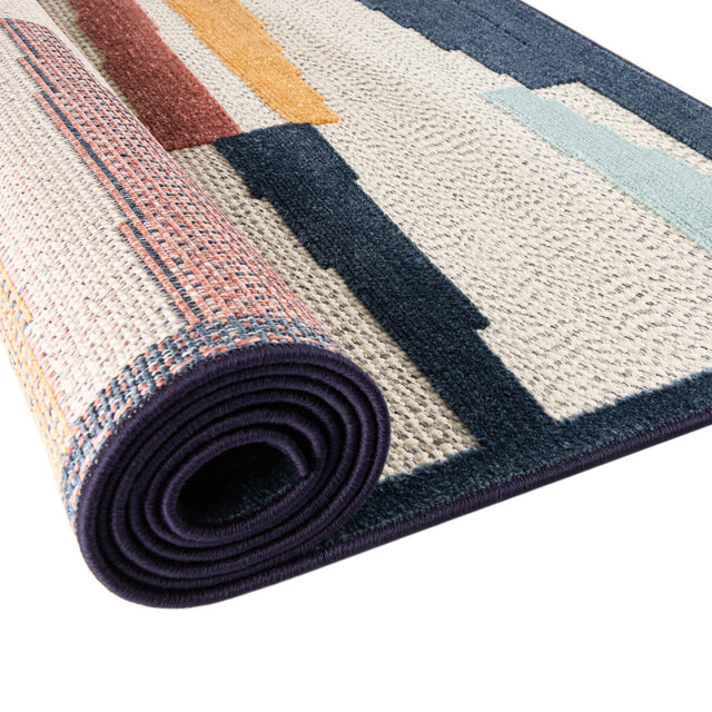 Ivory 6' x 9' Belize Outdoor Rectangle Area Rug Weather Resistant for Patio, Deck, Terrace, Balcony, Porch 100% Polypropylene Colorful Fun Coastal Modern Carpet for Outside for Sale at Rug Engine