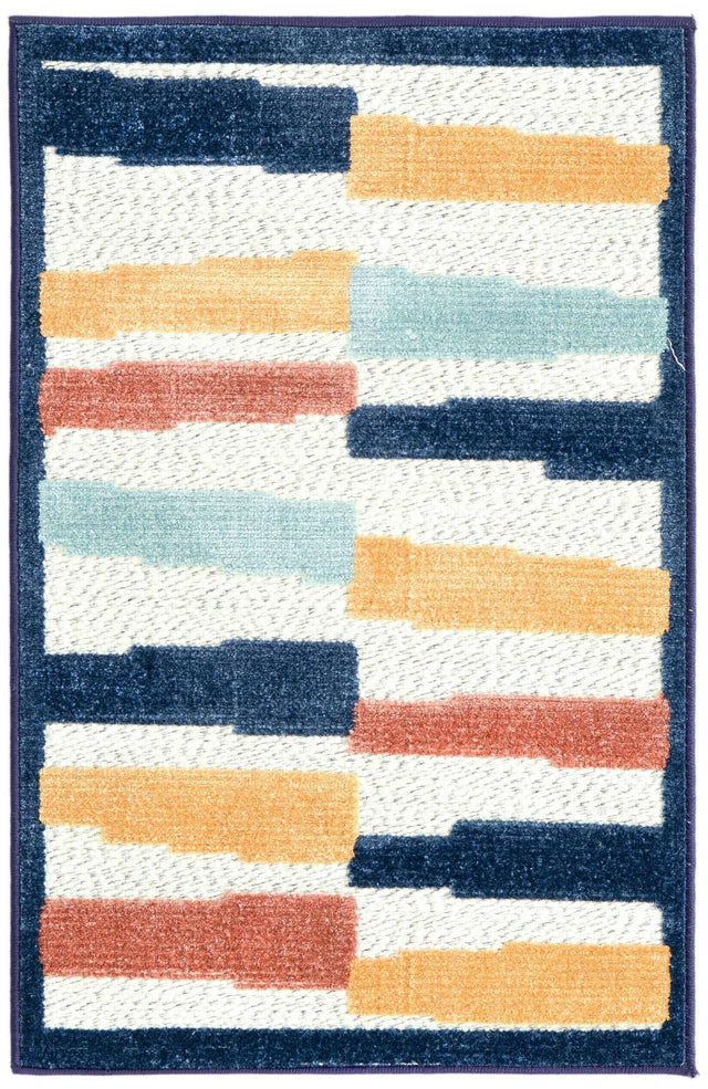 Ivory 2' x 3' Belize Outdoor Rectangle Area Rug Weather Resistant for Patio, Deck, Terrace, Balcony, Porch 100% Polypropylene Colorful Fun Coastal Modern Carpet for Outside for Sale at Rug Engine