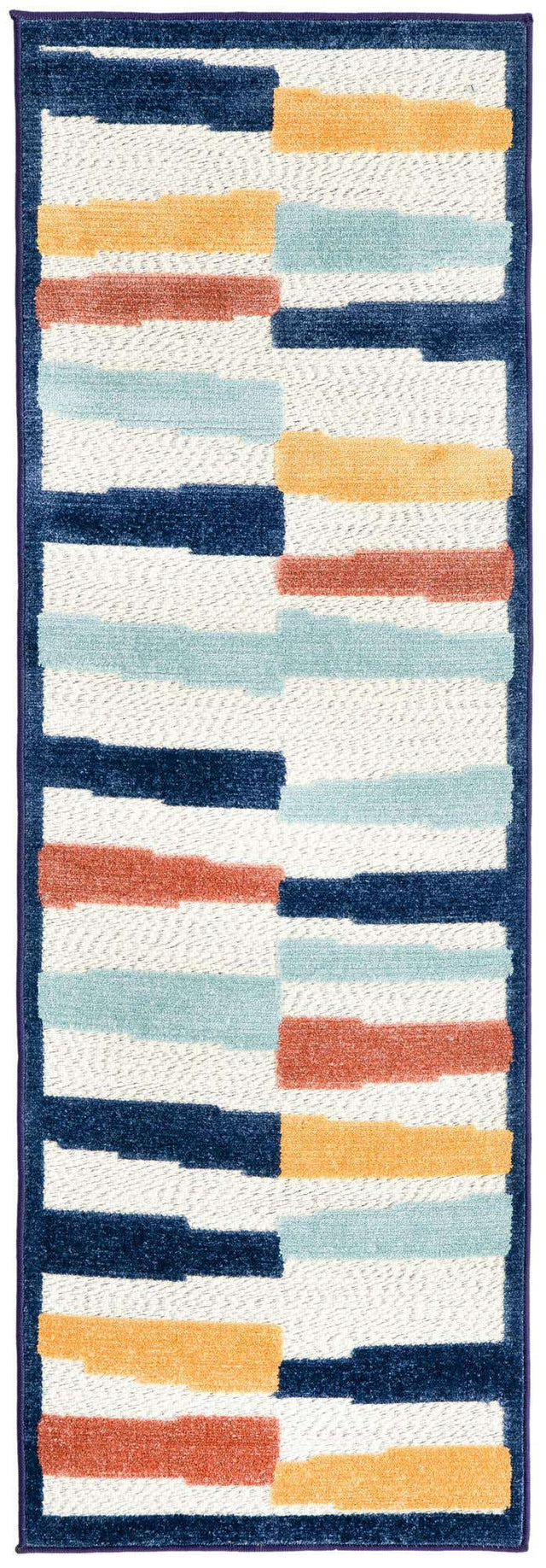 Ivory 2' x 6' Belize Outdoor Runner Area Rug Weather Resistant for Patio, Deck, Terrace, Balcony, Porch 100% Polypropylene Colorful Fun Coastal Modern Carpet for Outside for Sale at Rug Engine