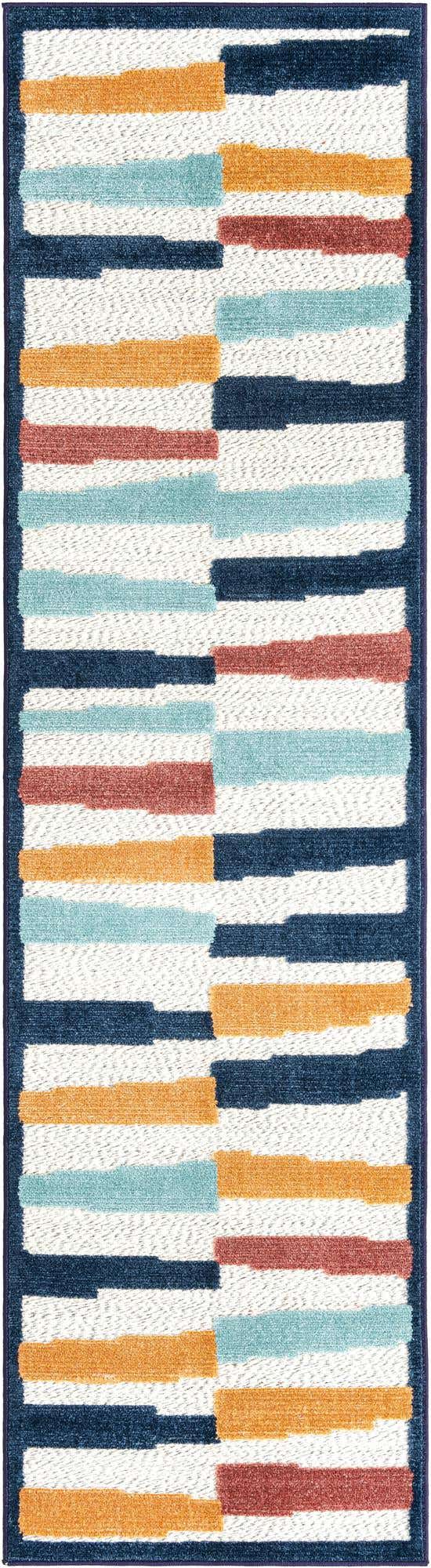 Ivory 2' x 8' Belize Outdoor Runner Area Rug Weather Resistant for Patio, Deck, Terrace, Balcony, Porch 100% Polypropylene Colorful Fun Coastal Modern Carpet for Outside for Sale at Rug Engine