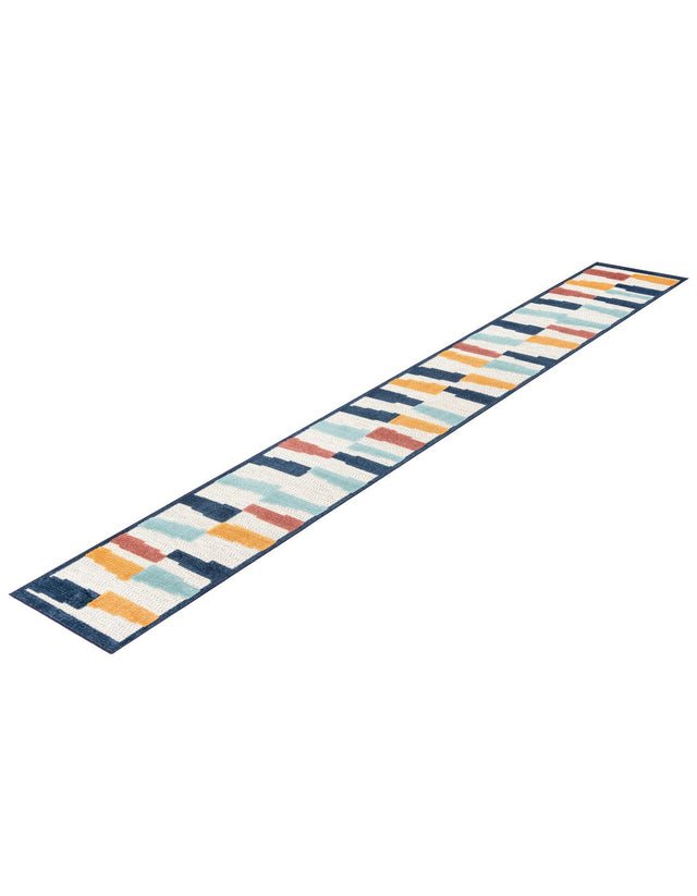 Ivory 2' x 10' Belize Outdoor Runner Area Rug Weather Resistant for Patio, Deck, Terrace, Balcony, Porch 100% Polypropylene Colorful Fun Coastal Modern Carpet for Outside for Sale at Rug Engine