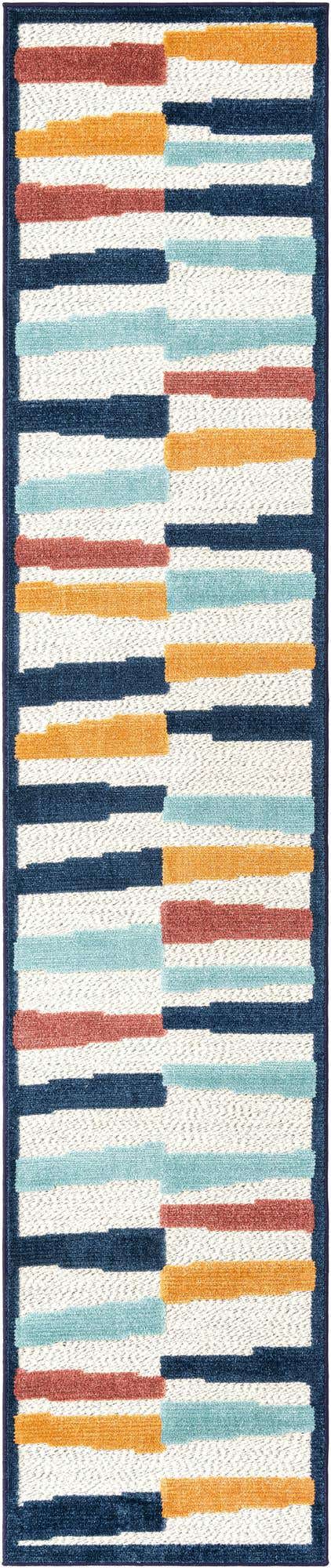 Ivory 2' x 10' Belize Outdoor Runner Area Rug Weather Resistant for Patio, Deck, Terrace, Balcony, Porch 100% Polypropylene Colorful Fun Coastal Modern Carpet for Outside for Sale at Rug Engine
