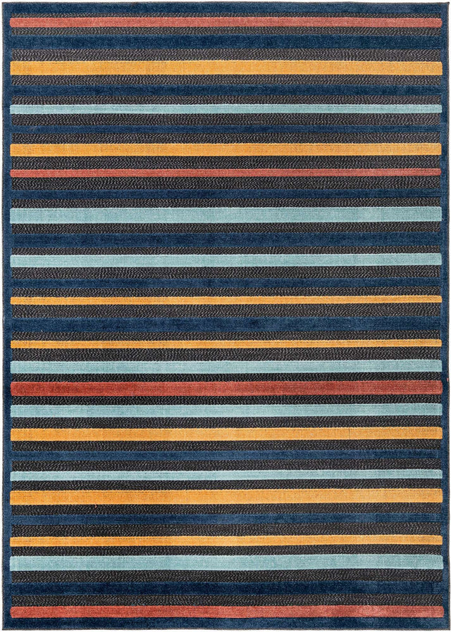Charcoal 7' x 10' Belize Outdoor Rectangle Area Rug Weather Resistant for Patio, Deck, Terrace, Balcony, Porch 100% Polypropylene Colorful Fun Coastal Modern Carpet for Outside for Sale at Rug Engine
