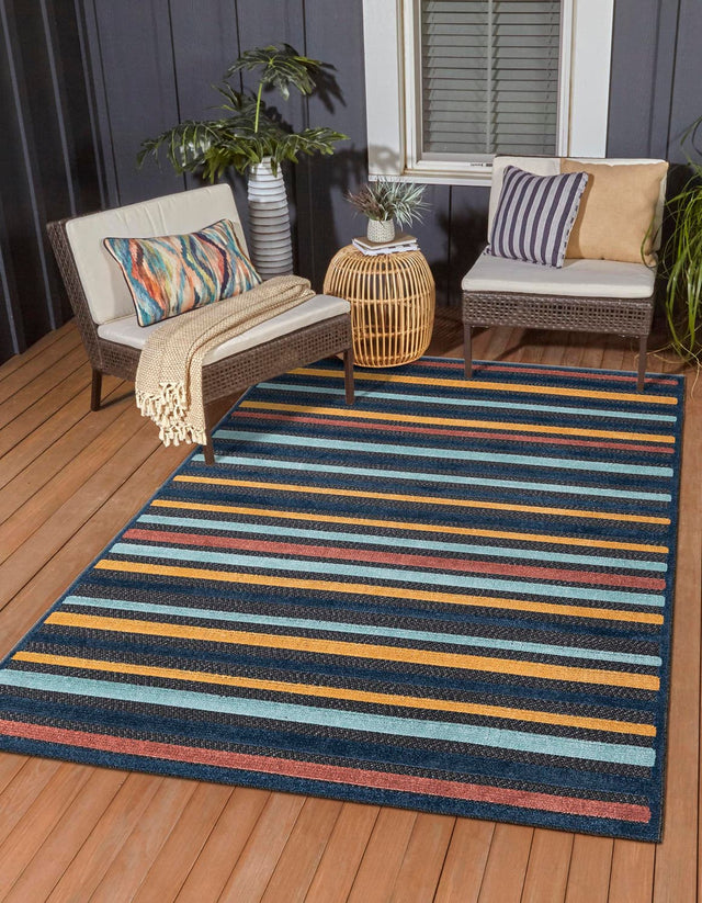 Charcoal 6' x 9' Belize Outdoor Rectangle Area Rug Weather Resistant for Patio, Deck, Terrace, Balcony, Porch 100% Polypropylene Colorful Fun Coastal Modern Carpet for Outside for Sale at Rug Engine