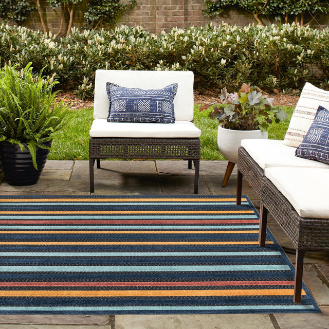 Charcoal 7' 10 x 7' 10 Belize Outdoor Square Area Rug Weather Resistant for Patio, Deck, Terrace, Balcony, Porch 100% Polypropylene Colorful Fun Coastal Modern Carpet for Outside for Sale at Rug Engine