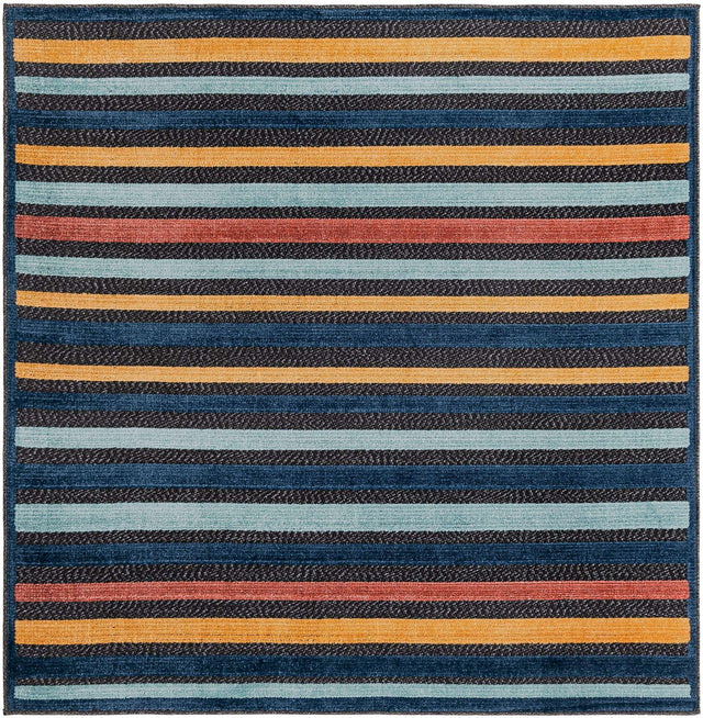Charcoal 5' 3 x 5' 3 Belize Outdoor Square Area Rug Weather Resistant for Patio, Deck, Terrace, Balcony, Porch 100% Polypropylene Colorful Fun Coastal Modern Carpet for Outside for Sale at Rug Engine