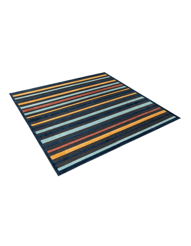 Charcoal 7' 10 x 7' 10 Belize Outdoor Square Area Rug Weather Resistant for Patio, Deck, Terrace, Balcony, Porch 100% Polypropylene Colorful Fun Coastal Modern Carpet for Outside for Sale at Rug Engine