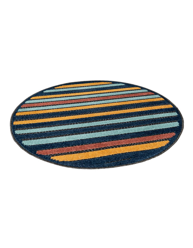 Charcoal 3' 3 x 3' 3 Belize Outdoor Round Area Rug Weather Resistant for Patio, Deck, Terrace, Balcony, Porch 100% Polypropylene Colorful Fun Coastal Modern Carpet for Outside for Sale at Rug Engine