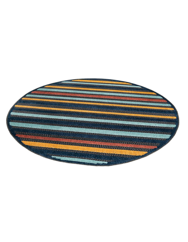 Charcoal 5' 3 x 5' 3 Belize Outdoor Round Area Rug Weather Resistant for Patio, Deck, Terrace, Balcony, Porch 100% Polypropylene Colorful Fun Coastal Modern Carpet for Outside for Sale at Rug Engine