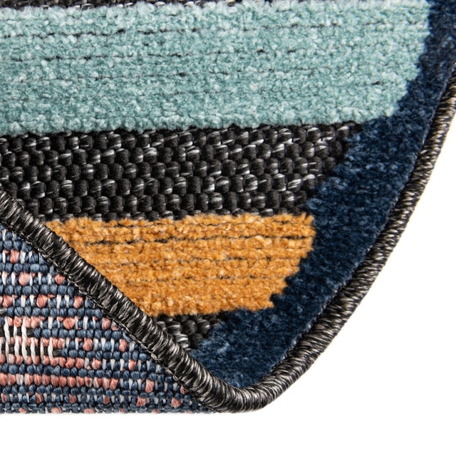 Charcoal 3' 3 x 3' 3 Belize Outdoor Round Area Rug Weather Resistant for Patio, Deck, Terrace, Balcony, Porch 100% Polypropylene Colorful Fun Coastal Modern Carpet for Outside for Sale at Rug Engine