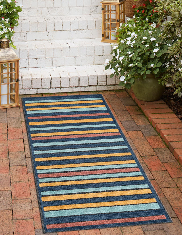 Charcoal 2' x 6' Belize Outdoor Runner Area Rug Weather Resistant for Patio, Deck, Terrace, Balcony, Porch 100% Polypropylene Colorful Fun Coastal Modern Carpet for Outside for Sale at Rug Engine