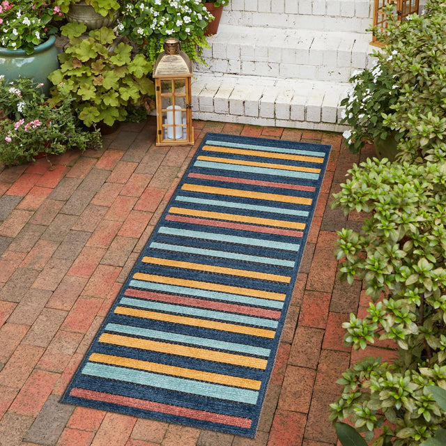 Charcoal 2' x 6' Belize Outdoor Runner Area Rug Weather Resistant for Patio, Deck, Terrace, Balcony, Porch 100% Polypropylene Colorful Fun Coastal Modern Carpet for Outside for Sale at Rug Engine