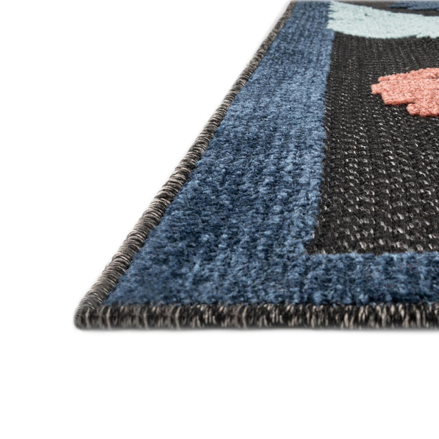 Black 5' 3 x 8' Belize Outdoor Rectangle Area Rug Weather Resistant for Patio, Deck, Terrace, Balcony, Porch 100% Polypropylene Colorful Fun Coastal Modern Carpet for Outside for Sale at Rug Engine
