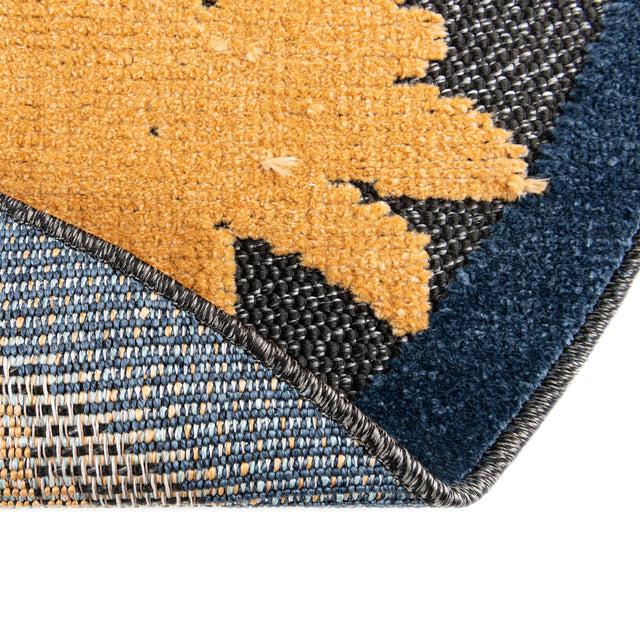 Black 3' 3 x 3' 3 Belize Outdoor Round Area Rug Weather Resistant for Patio, Deck, Terrace, Balcony, Porch 100% Polypropylene Colorful Fun Coastal Modern Carpet for Outside for Sale at Rug Engine
