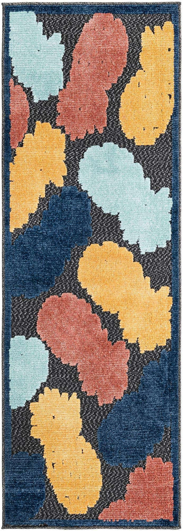 Black 2' x 6' Belize Outdoor Runner Area Rug Weather Resistant for Patio, Deck, Terrace, Balcony, Porch 100% Polypropylene Colorful Fun Coastal Modern Carpet for Outside for Sale at Rug Engine