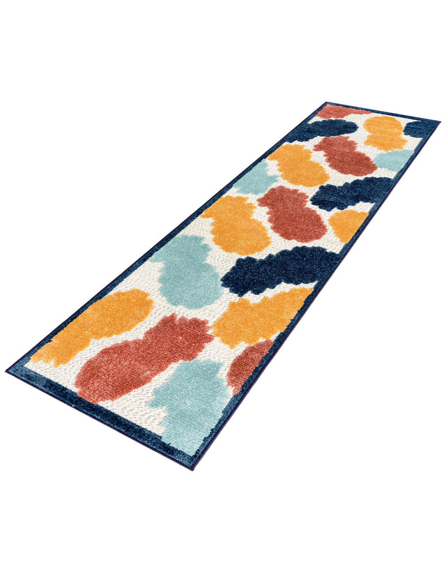 White 2' x 8' Belize Outdoor Runner Area Rug Weather Resistant for Patio, Deck, Terrace, Balcony, Porch 100% Polypropylene Colorful Fun Coastal Modern Carpet for Outside for Sale at Rug Engine