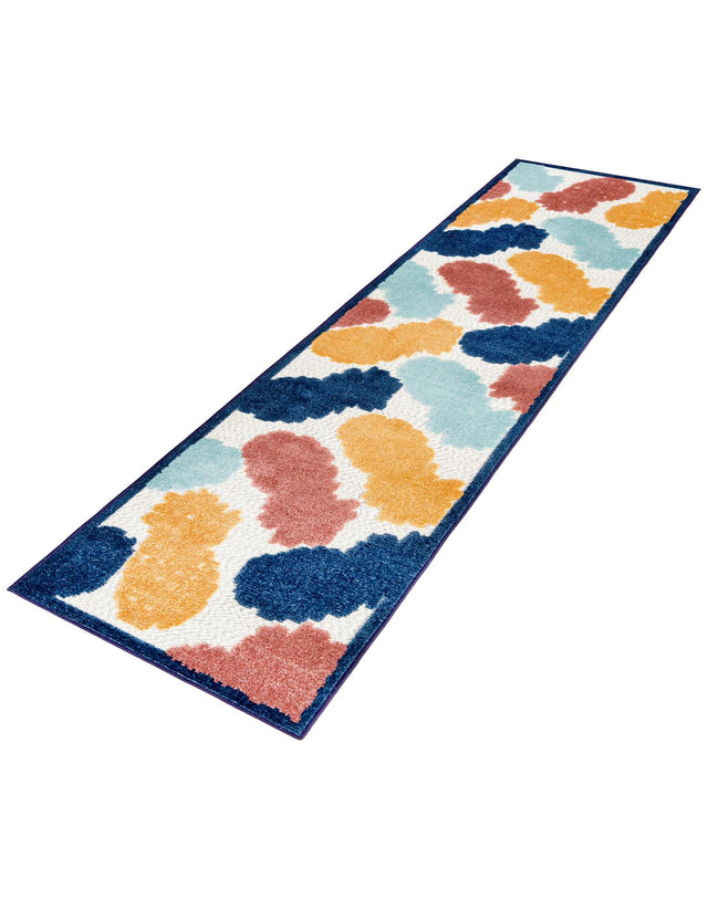 White 2' x 10' Belize Outdoor Runner Area Rug Weather Resistant for Patio, Deck, Terrace, Balcony, Porch 100% Polypropylene Colorful Fun Coastal Modern Carpet for Outside for Sale at Rug Engine