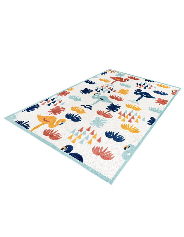 White 9' x 12' Belize Outdoor Rectangle Area Rug Weather Resistant for Patio, Deck, Terrace, Balcony, Porch 100% Polypropylene Colorful Fun Coastal Modern Carpet for Outside for Sale at Rug Engine