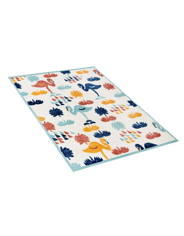 White 7' 10 x 10' Belize Outdoor Rectangle Area Rug Weather Resistant for Patio, Deck, Terrace, Balcony, Porch 100% Polypropylene Colorful Fun Coastal Modern Carpet for Outside for Sale at Rug Engine