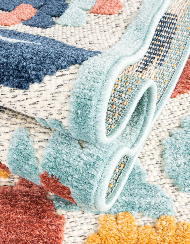 White 9' x 12' Belize Outdoor Rectangle Area Rug Weather Resistant for Patio, Deck, Terrace, Balcony, Porch 100% Polypropylene Colorful Fun Coastal Modern Carpet for Outside for Sale at Rug Engine
