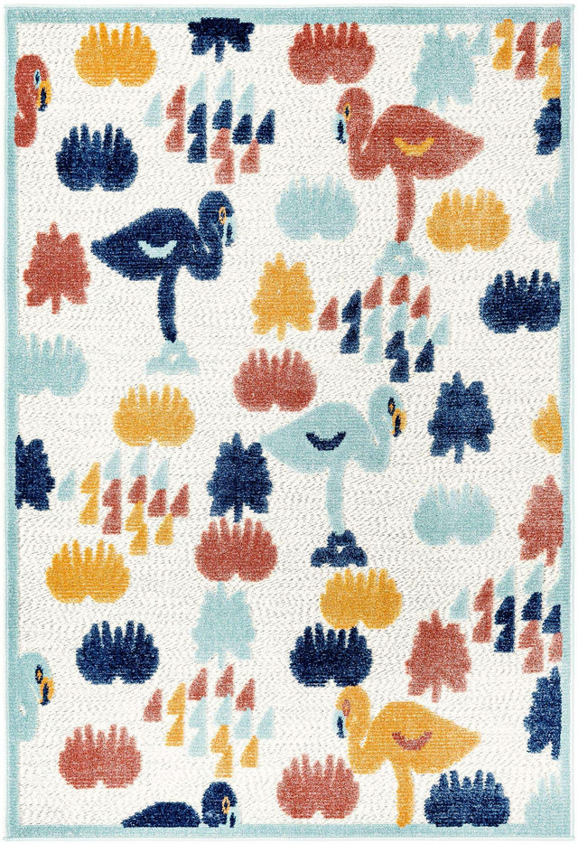 White 4' x 6' Belize Outdoor Rectangle Area Rug Weather Resistant for Patio, Deck, Terrace, Balcony, Porch 100% Polypropylene Colorful Fun Coastal Modern Carpet for Outside for Sale at Rug Engine