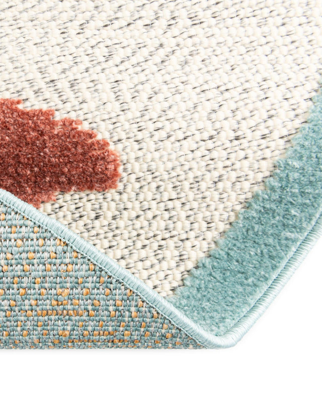 White 3' 3 x 3' 3 Belize Outdoor Round Area Rug Weather Resistant for Patio, Deck, Terrace, Balcony, Porch 100% Polypropylene Colorful Fun Coastal Modern Carpet for Outside for Sale at Rug Engine