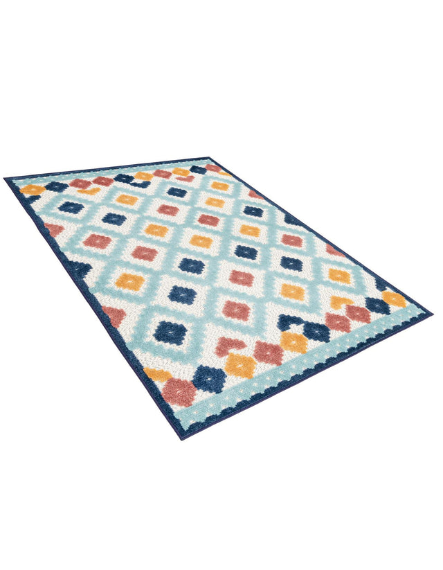 Ivory 4' x 6' Belize Outdoor Rectangle Area Rug Weather Resistant for Patio, Deck, Terrace, Balcony, Porch 100% Polypropylene Colorful Fun Coastal Modern Carpet for Outside for Sale at Rug Engine