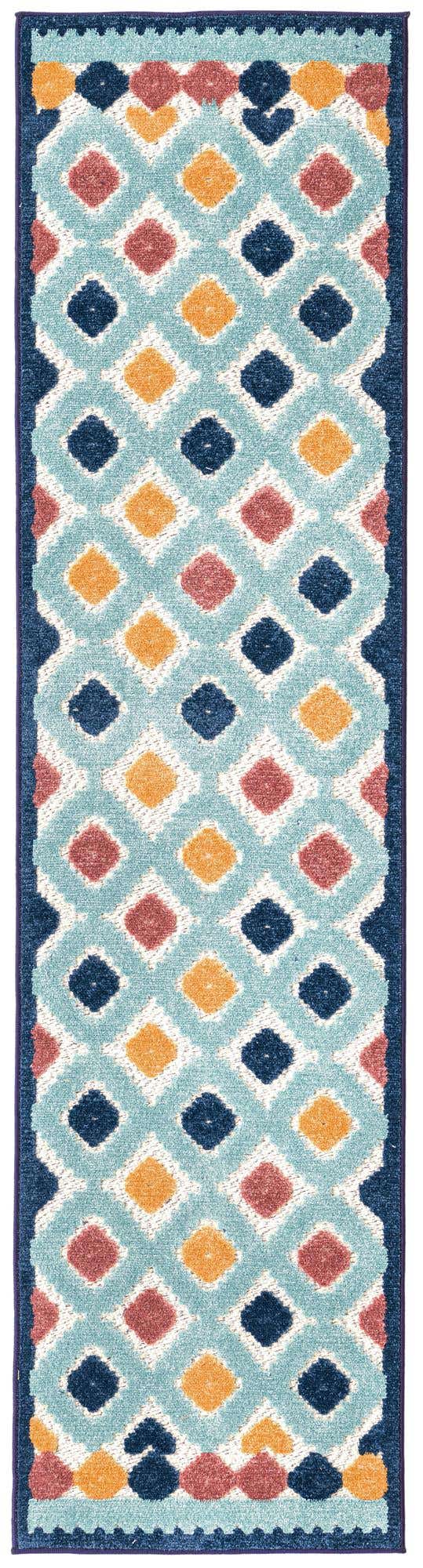 Ivory 2' x 8' Belize Outdoor Runner Area Rug Weather Resistant for Patio, Deck, Terrace, Balcony, Porch 100% Polypropylene Colorful Fun Coastal Modern Carpet for Outside for Sale at Rug Engine