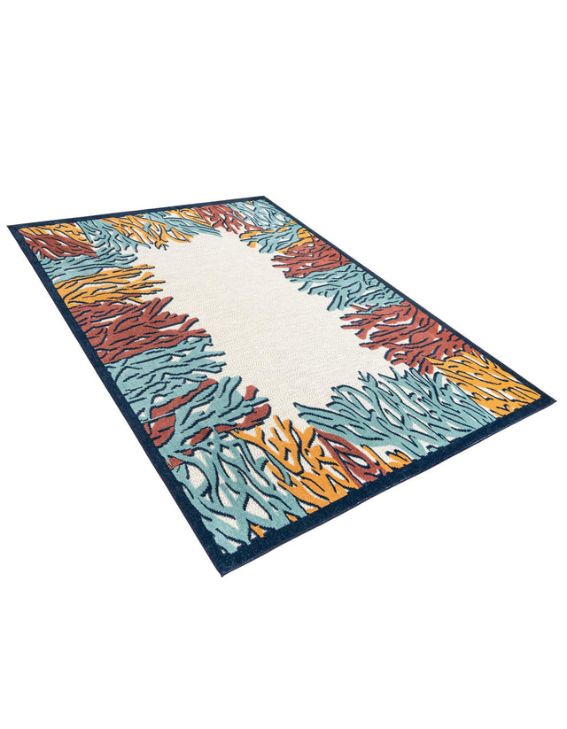 Multicolor 7' 10 x 10' Belize Outdoor Rectangle Area Rug Weather Resistant for Patio, Deck, Terrace, Balcony, Porch 100% Polypropylene Colorful Fun Coastal Modern Carpet for Outside for Sale at Rug Engine