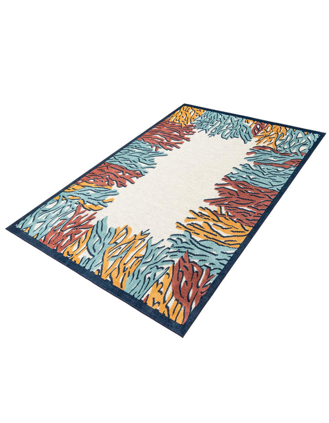 Multicolor 7' 10 x 10' Belize Outdoor Rectangle Area Rug Weather Resistant for Patio, Deck, Terrace, Balcony, Porch 100% Polypropylene Colorful Fun Coastal Modern Carpet for Outside for Sale at Rug Engine