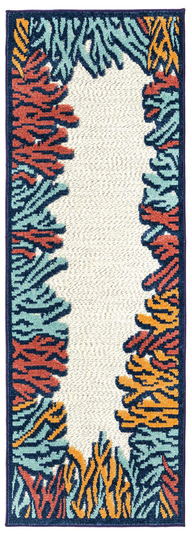Multicolor 2' x 6' Belize Outdoor Runner Area Rug Weather Resistant for Patio, Deck, Terrace, Balcony, Porch 100% Polypropylene Colorful Fun Coastal Modern Carpet for Outside for Sale at Rug Engine