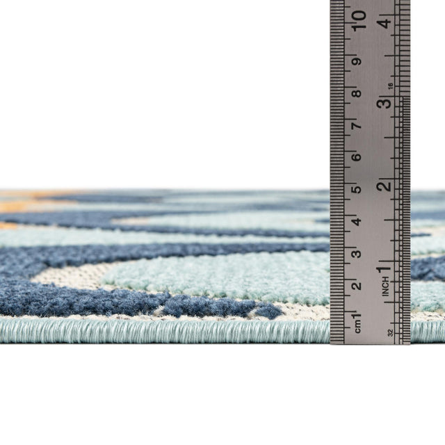 Blue 2' x 10' Belize Outdoor Runner Area Rug Weather Resistant for Patio, Deck, Terrace, Balcony, Porch 100% Polypropylene Colorful Fun Coastal Modern Carpet for Outside for Sale at Rug Engine