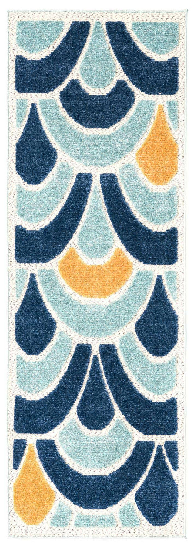 Blue 2' x 6' Belize Outdoor Runner Area Rug Weather Resistant for Patio, Deck, Terrace, Balcony, Porch 100% Polypropylene Colorful Fun Coastal Modern Carpet for Outside for Sale at Rug Engine