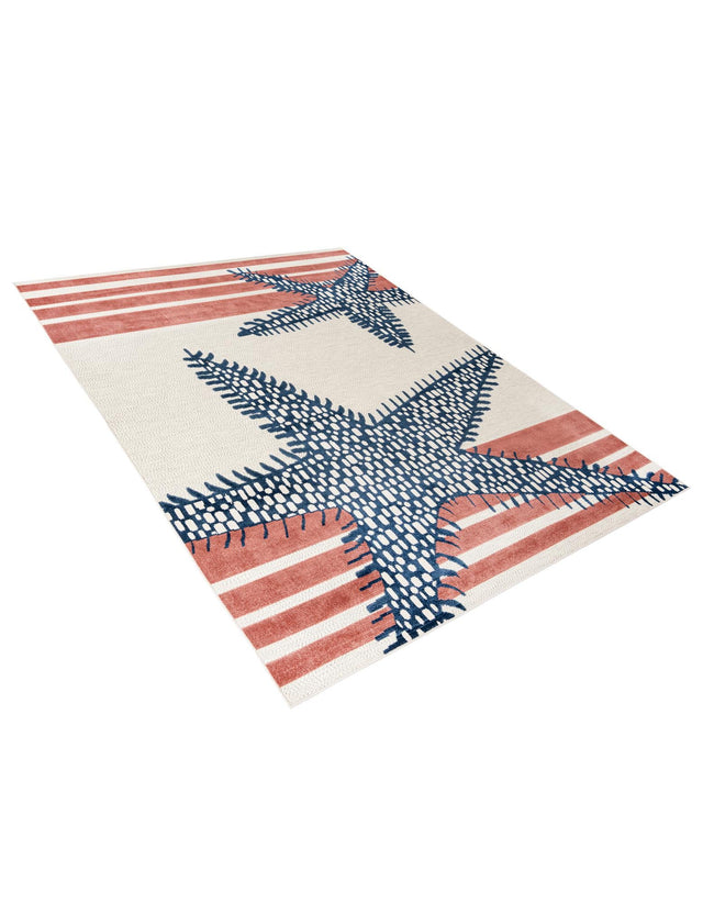 Ivory 9' x 12' Belize Outdoor Rectangle Area Rug Weather Resistant for Patio, Deck, Terrace, Balcony, Porch 100% Polypropylene Colorful Fun Coastal Modern Carpet for Outside for Sale at Rug Engine