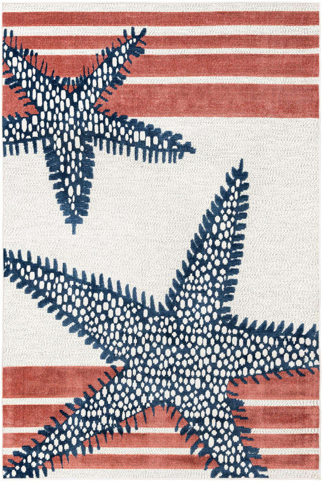 Ivory 6' x 9' Belize Outdoor Rectangle Area Rug Weather Resistant for Patio, Deck, Terrace, Balcony, Porch 100% Polypropylene Colorful Fun Coastal Modern Carpet for Outside for Sale at Rug Engine