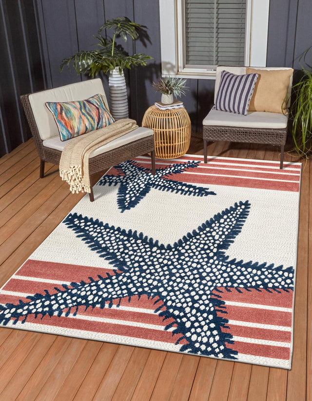 Ivory 2' x 3' Belize Outdoor Rectangle Area Rug Weather Resistant for Patio, Deck, Terrace, Balcony, Porch 100% Polypropylene Colorful Fun Coastal Modern Carpet for Outside for Sale at Rug Engine