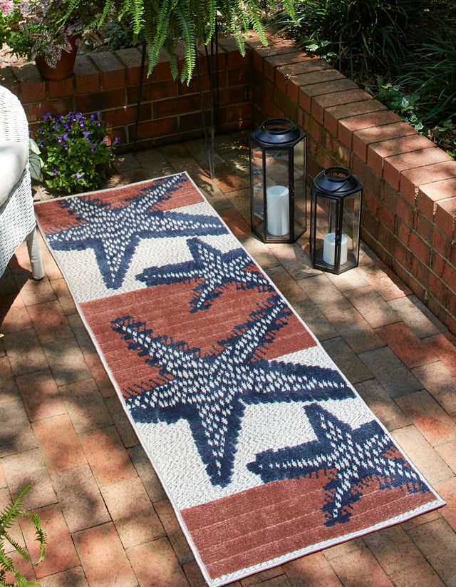 Ivory 2' x 6' Belize Outdoor Runner Area Rug Weather Resistant for Patio, Deck, Terrace, Balcony, Porch 100% Polypropylene Colorful Fun Coastal Modern Carpet for Outside for Sale at Rug Engine