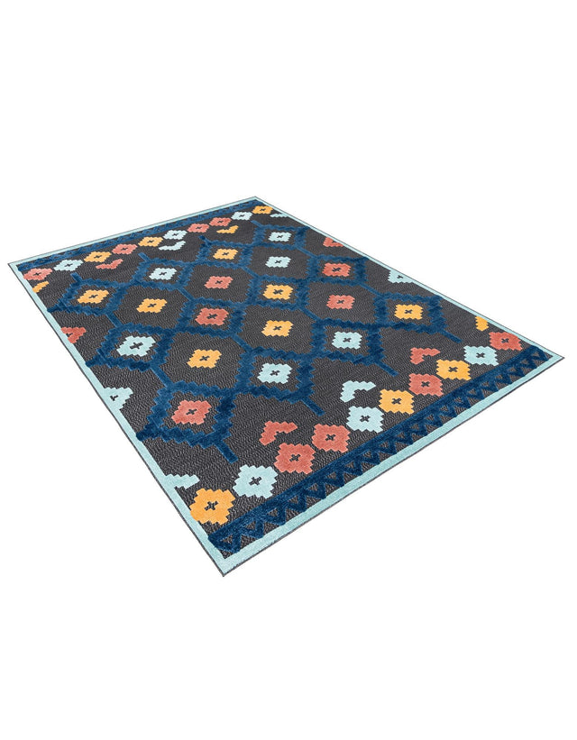 Charcoal 7' 10 x 10' Belize Outdoor Rectangle Area Rug Weather Resistant for Patio, Deck, Terrace, Balcony, Porch 100% Polypropylene Colorful Fun Coastal Modern Carpet for Outside for Sale at Rug Engine